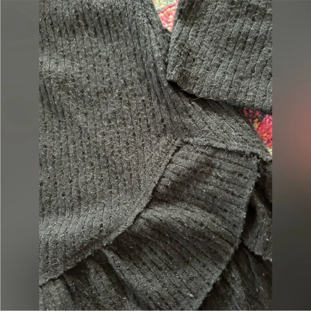 Anthropologie Maeve | Women’s Black Cowl Neck Long Sleeve Ruffle Hem Sweater, S